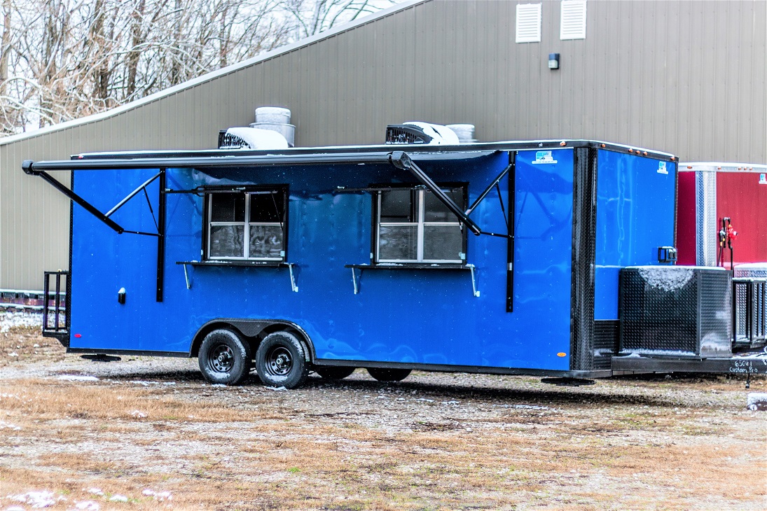 Finished blue Custom Trailer Pros concession trailer